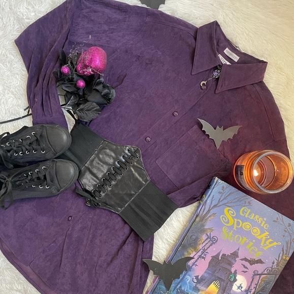 90s Billblass jeans purple button down long sleeve top - Picture 17 of 17